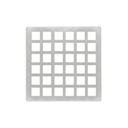 Infinity Drain 4"x4"Sq Pattern Decorative Plate for Q 4, QD 4, QDB 4 -Satin Stainless QS_4_SS